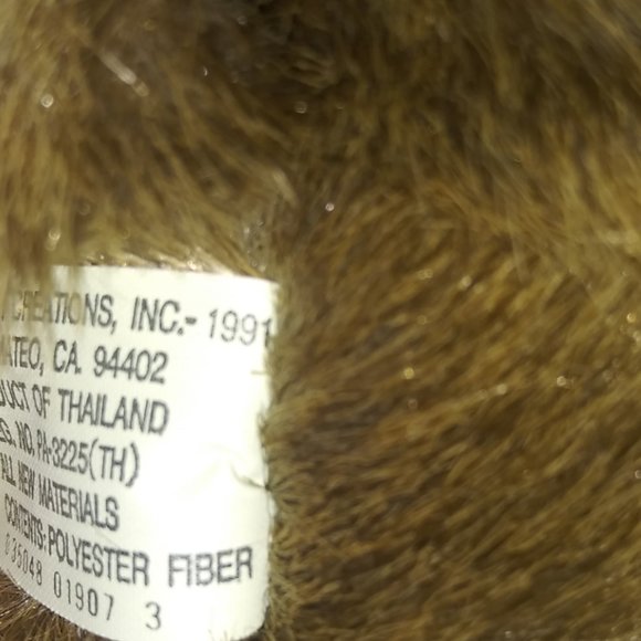 VTG Fluffy Friends Realistic Brown Stuffed Monkey Chimp Plush Creations Inc NOS - Picture 8 of 11